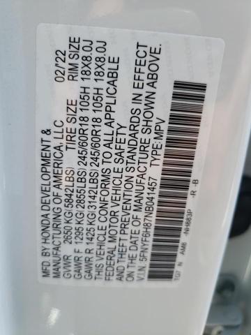 Photo 10 from auction – 2022 HONDA PILOT TRAI with VIN 5FNYF6H87NB041457