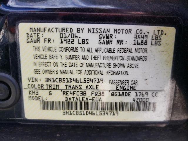 Photo 10 from auction – 2006 NISSAN SENTRA 1.8 with VIN 3N1CB51D46L534719