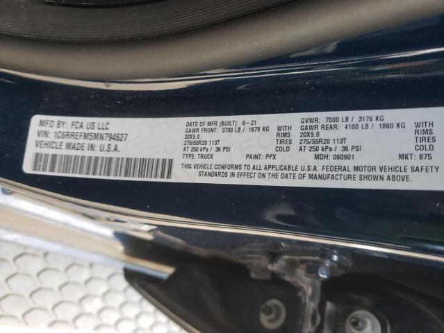 Photo 10 from auction – 2021 RAM 1500 BIG H with VIN 1C6RREFM5MN794627