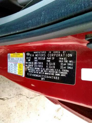 Photo 10 from auction – 2012 KIA SEDONA LX with VIN KNDMG4C71C6447483