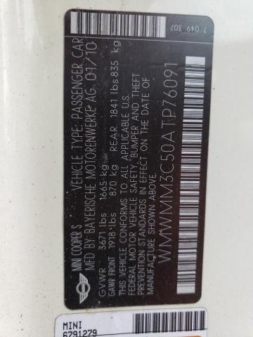 Foto 10 de la subasta – 2010 MINI COOPER S C con VIN WMWMM3C50ATP76091