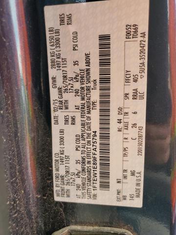 Photo 10 from auction – 2015 FORD F150 SUPER with VIN 1FTEW1E89FFA75794