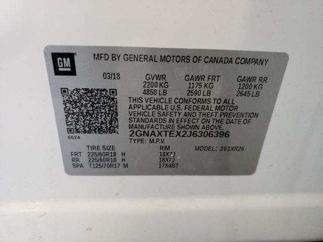Photo 10 from auction – 2018 CHEVROLET EQUINOX LT with VIN 2GNAXTEX2J6306396