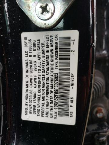 Photo 10 from auction – 2015 HONDA CIVIC EX with VIN 19XFB2F89FE076023