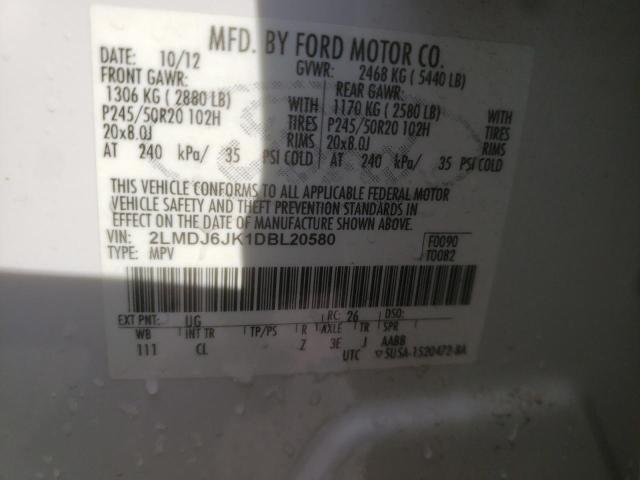Photo 10 from auction – 2013 LINCOLN MKX with VIN 2LMDJ6JK1DBL20580