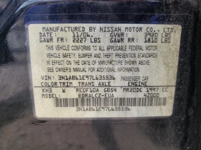Photo 10 from auction – 2007 NISSAN SENTRA with VIN 3N1AB61E97L635536
