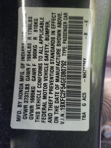 Photo 10 from auction – 2016 HONDA CIVIC LX with VIN 19XFC2F54GE080792