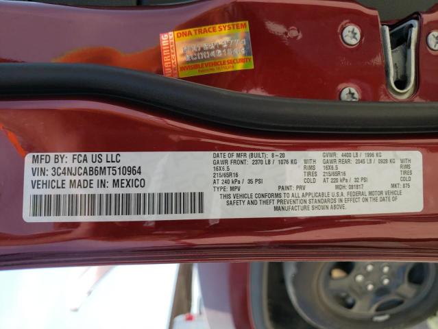 Photo 10 from auction – 2021 JEEP COMPASS SP with VIN 3C4NJCAB6MT510964