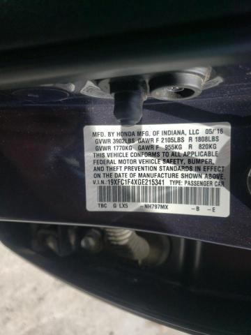 Photo 10 from auction – 2016 HONDA CIVIC EX with VIN 19XFC1F4XGE215341