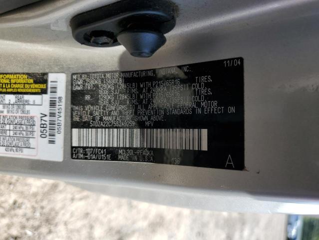 Photo 10 from auction – 2005 TOYOTA SIENNA XLE with VIN 5TDZA22C75S249259