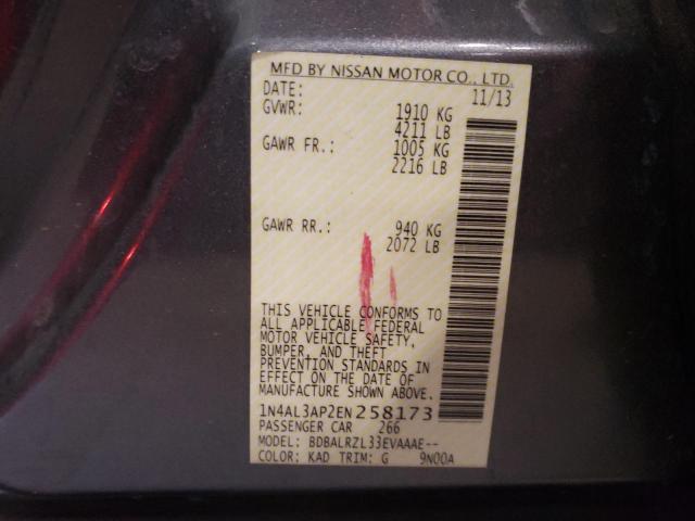 Photo 10 from auction – 2014 NISSAN ALTIMA 2.5 with VIN 1N4AL3AP2EN258173
