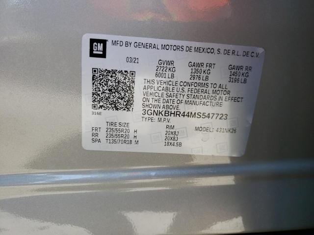 Photo 10 from auction – 2021 CHEVROLET BLAZER 2LT with VIN 3GNKBHR44MS547723
