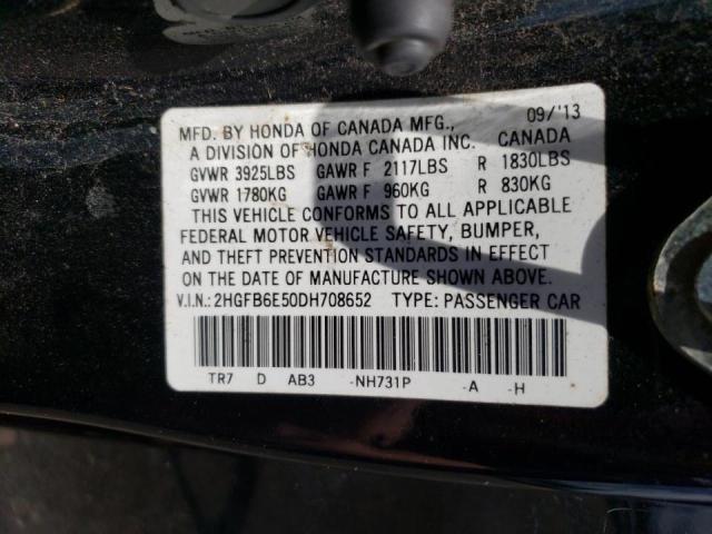 Photo 10 from auction – 2013 HONDA CIVIC SI with VIN 2HGFB6E50DH708652