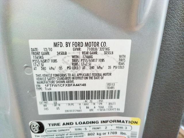 Photo 10 from auction – 2011 FORD F150 SUPER with VIN 1FTFW1CFXBFA44148