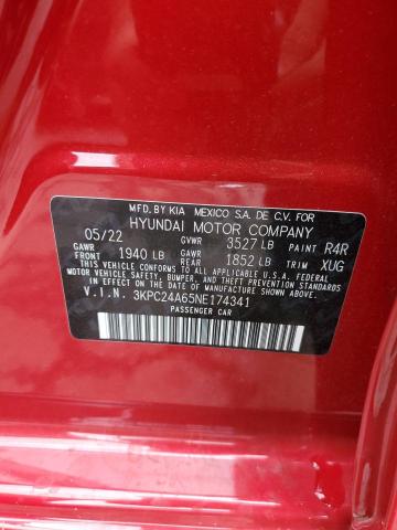 Photo 10 from auction – 2022 HYUNDAI ACCENT SE with VIN 3KPC24A65NE174341