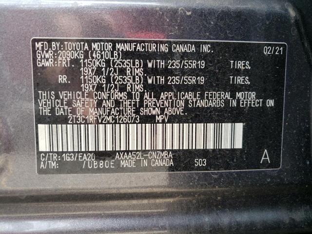 Photo 10 from auction – 2021 TOYOTA RAV4 XLE P with VIN 2T3C1RFV2MC126073