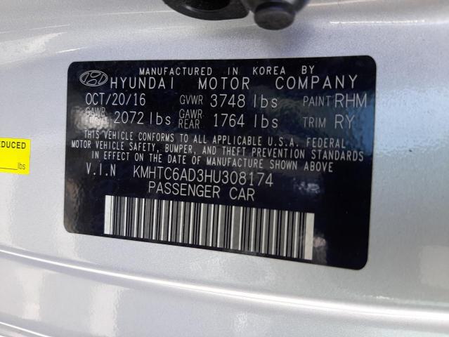 Photo 10 from auction – 2017 HYUNDAI VELOSTER with VIN KMHTC6AD3HU308174