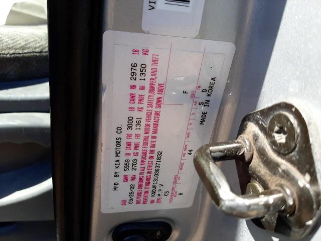 Photo 10 from auction – 2003 KIA SEDONA EX with VIN KNDUP131036371832