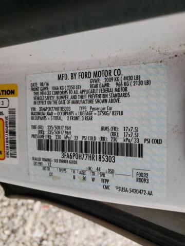 Photo 10 from auction – 2017 FORD FUSION SE with VIN 3FA6P0H77HR185303