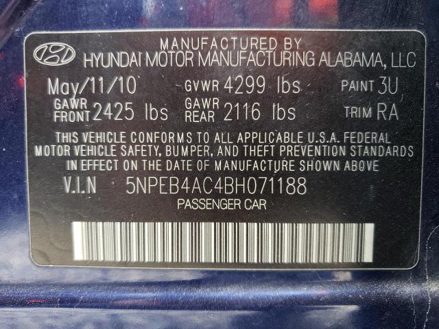 Photo 10 from auction – 2011 HYUNDAI SONATA GLS with VIN 5NPEB4AC4BH071188