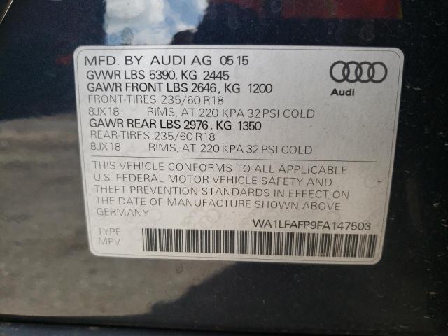 Photo 10 from auction – 2015 AUDI Q5 PREMIUM with VIN WA1LFAFP9FA147503