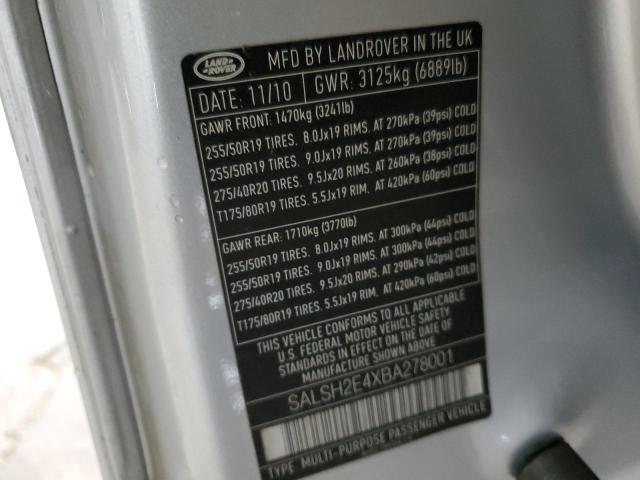 Photo 10 from auction – 2011 LAND ROVER RANGE ROVE with VIN SALSH2E4XBA278001