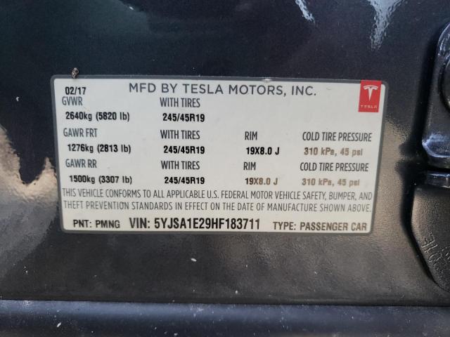 Photo 10 from auction – 2017 TESLA MODEL S with VIN 5YJSA1E29HF183711