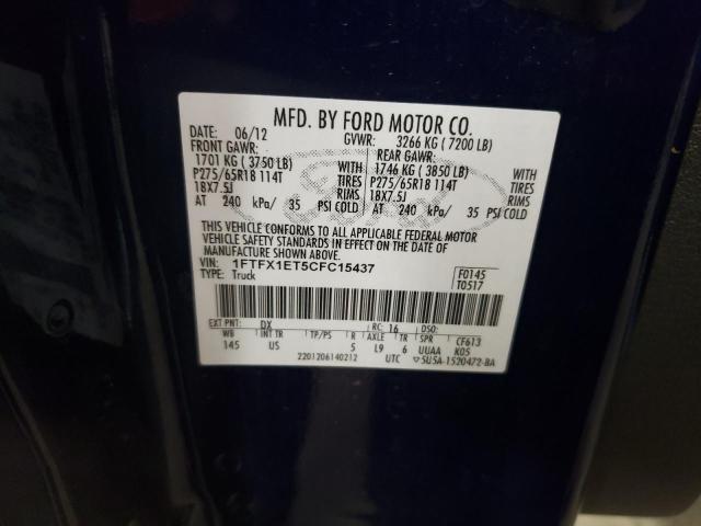 Photo 10 from auction – 2012 FORD F150 SUPER with VIN 1FTFX1ET5CFC15437