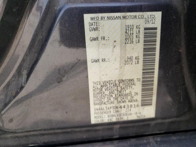 Photo 10 from auction – 2013 NISSAN ALTIMA 2.5 with VIN 1N4AL3AP3DN443816