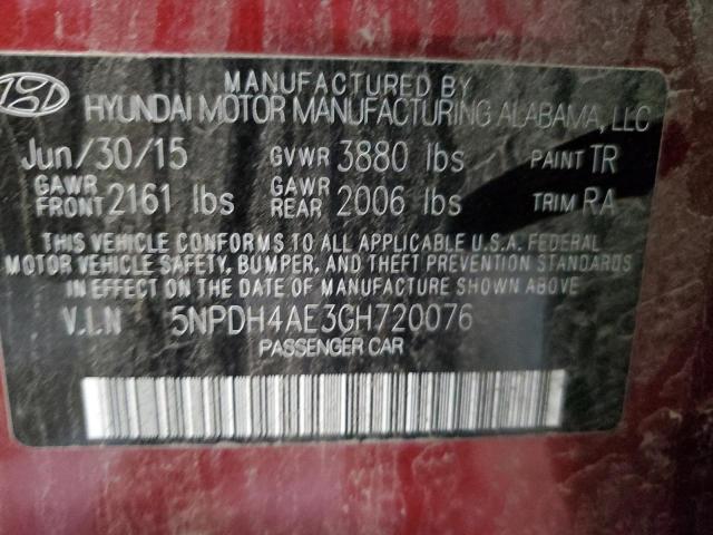 Photo 10 from auction – 2016 HYUNDAI ELANTRA SE with VIN 5NPDH4AE3GH720076