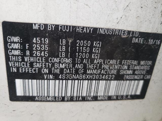 Photo 10 from auction – 2017 SUBARU LEGACY 2.5 with VIN 4S3BNAB6XH3034622