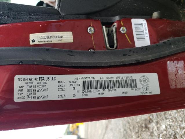 Photo 10 from auction – 2015 JEEP COMPASS SP with VIN 1C4NJDAB5FD338344