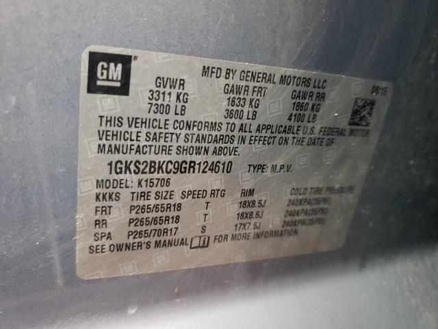 Photo 10 from auction – 2016 GMC YUKON SLT with VIN 1GKS2BKC9GR124610