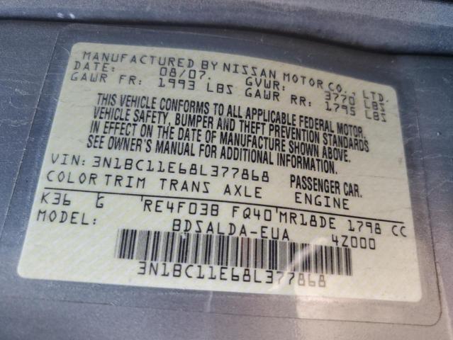 Photo 10 from auction – 2008 NISSAN VERSA S with VIN 3N1BC11E68L377868