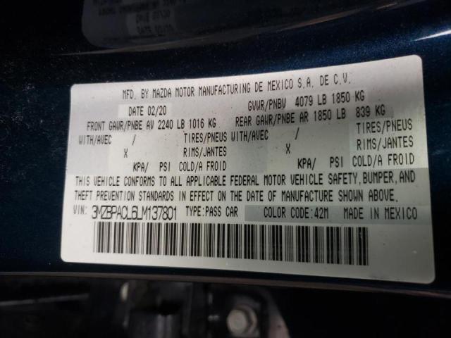 Photo 10 from auction – 2020 MAZDA 3 SELECT with VIN 3MZBPACL6LM137801
