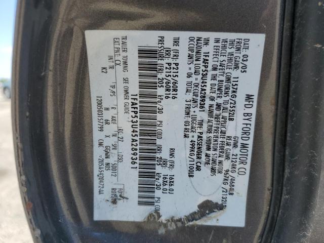 Photo 10 from auction – 2005 FORD TAURUS SE with VIN 1FAFP53U45A289361