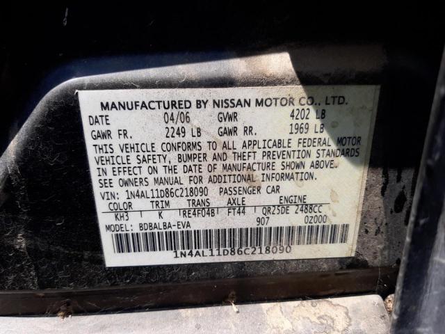 Photo 10 from auction – 2006 NISSAN ALTIMA S with VIN 1N4AL11D86C218090