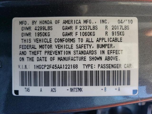 Photo 10 from auction – 2010 HONDA ACCORD LXP with VIN 1HGCP2F45AA122168