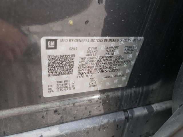 Photo 10 from auction – 2019 CHEVROLET EQUINOX LT with VIN 3GNAXJEV4KS608200