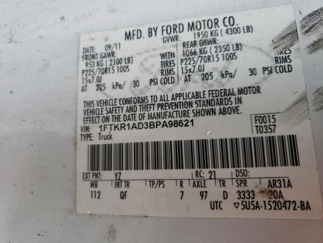 Photo 10 from auction – 2011 FORD RANGER with VIN 1FTKR1AD3BPA98621