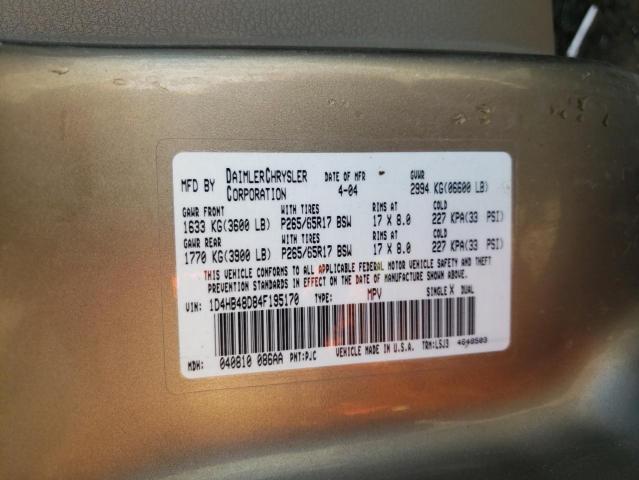 Photo 10 from auction – 2004 DODGE DURANGO SL with VIN 1D4HB48D84F195170