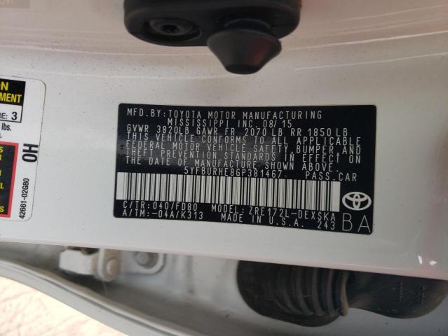 Photo 10 from auction – 2016 TOYOTA COROLLA L with VIN 5YFBURHE8GP381467