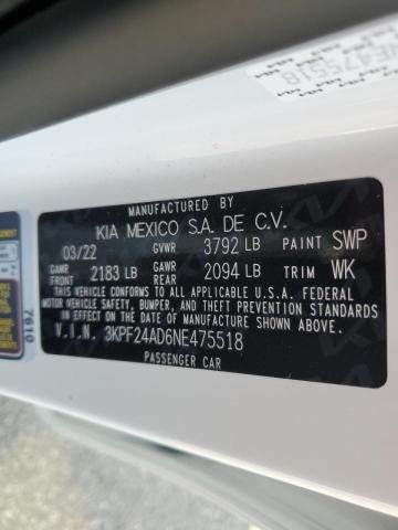 Photo 10 from auction – 2022 KIA FORTE FE with VIN 3KPF24AD6NE475518