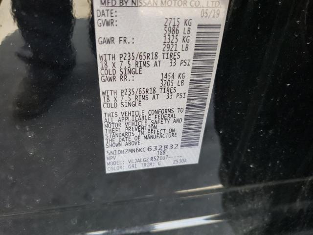 Photo 10 from auction – 2019 NISSAN PATHFINDER with VIN 5N1DR2MN6KC632832