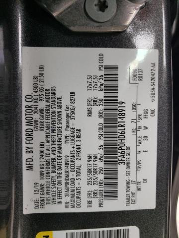 Photo 10 from auction – 2020 FORD FUSION SE with VIN 3FA6P0HD6LR148919