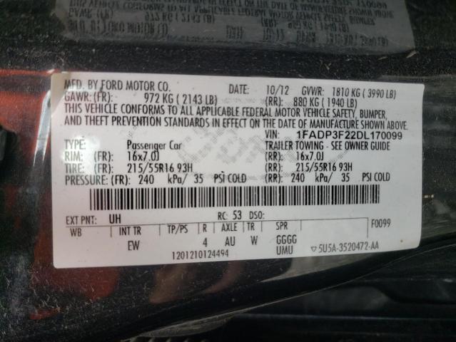 Photo 10 from auction – 2013 FORD FOCUS SE with VIN 1FADP3F22DL170099