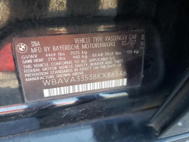 Photo 10 from auction – 2008 BMW 328 I with VIN WBAVA33538KX86546