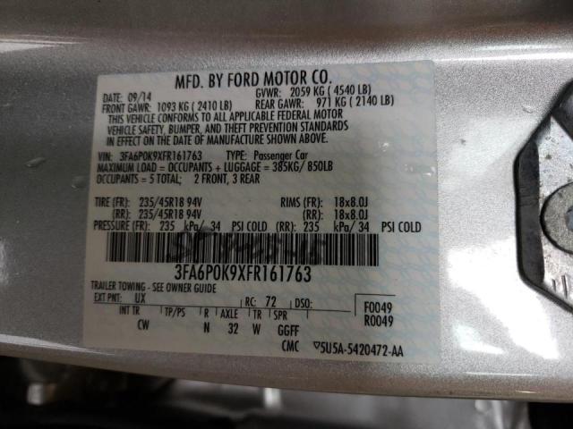 Photo 10 from auction – 2015 FORD FUSION TIT with VIN 3FA6P0K9XFR161763