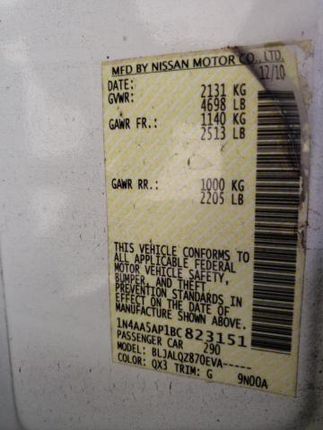 Photo 10 from auction – 2011 NISSAN MAXIMA S with VIN 1N4AA5AP1BC823151