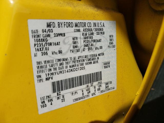 Photo 10 from auction – 2003 FORD ESCAPE XLT with VIN 1FMYU93143KD21205